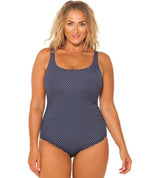 Capriosca Chlorine Resistant Navy & White Dot One Piece Swim 