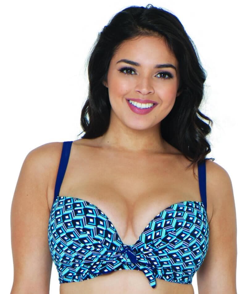 Curvy Kate Wanderlust Plunge Bikini Top - Blue Mix Swim 8D 