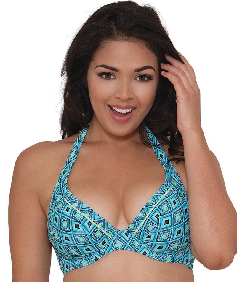 Curvy Kate Revive Halterneck Bikini - Aqua Print Swim 6D 