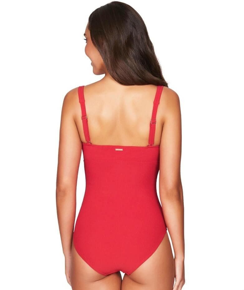 Sea Level Riviera Rib Square Neck A-D Cup One Piece Swimsuit - Red Swim 