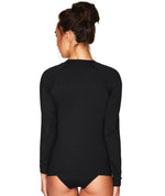 Sea Level Essentials Long Sleeved Rash Vest - Full Zipper - Black Swim 