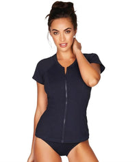 Sea Level Essentials Short Sleeved B-E Cup Rash Vest - Full Zipper - Night Sky Navy Swim 8 