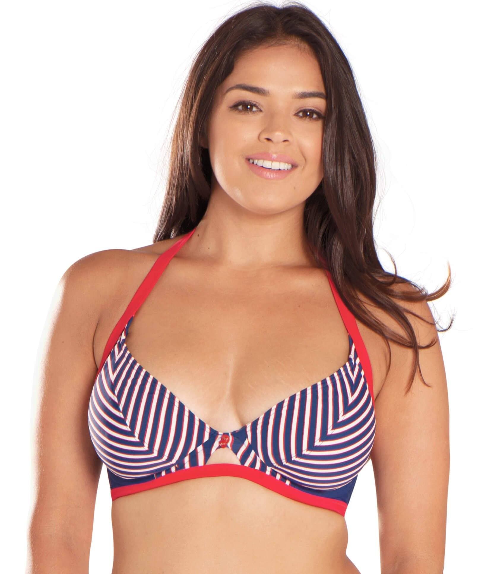 Curvy Kate Ahoy Halterneck Bikini - Nautical Stripe Swim 