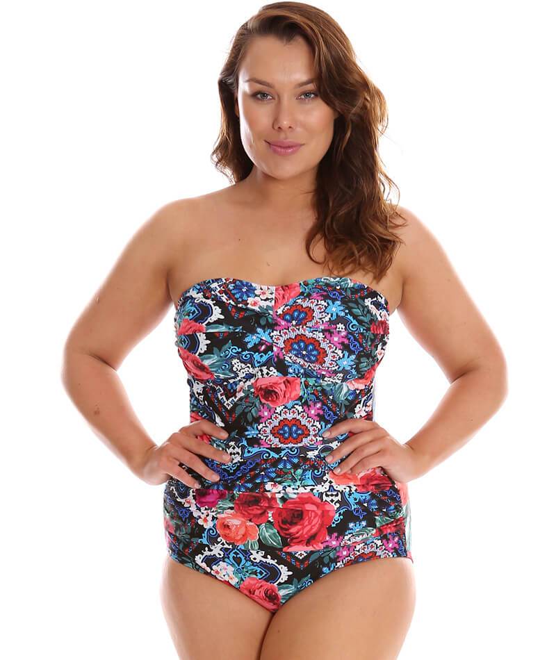 Capriosca Folklore Roses Bandeau One Piece Swim 10 