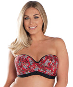 Curvy Kate Maya Bandeau Bikini Top - Red Print Swim 6D 