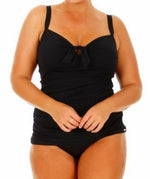 Capriosca Plain Tankini Top with Bow - Black Swim 10 