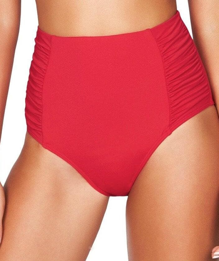 Sea Level Plains Gathered Side High Waist Brief - Red Swim 8 