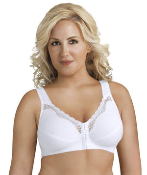 Exquisite Form Fully Front Close Cotton Posture Bra With Lace - White Bras 12B White 