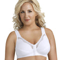 Exquisite Form Fully Front Close Wire-Free Cotton Posture Bra With Lace - White