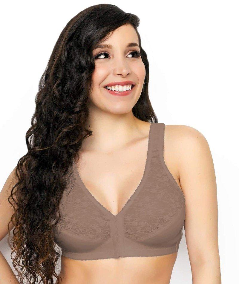 Exquisite Form Fully Front Close Longline Posture Wire-Free Bra - Beig -  Curvy