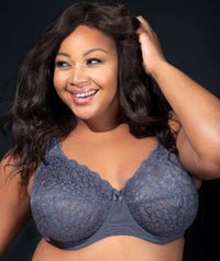 Elila Full Coverage Stretch Lace Underwired Bra - Grey Bras 