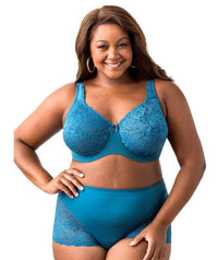 Elila Full Coverage Stretch Lace Underwired Bra - Teal Bras 