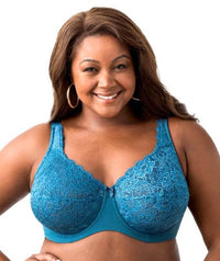 Elila Full Coverage Stretch Lace Underwired Bra - Teal Bras 12DD Teal 