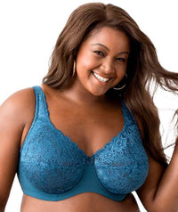 Elila Full Coverage Stretch Lace Underwired Bra - Teal Bras 