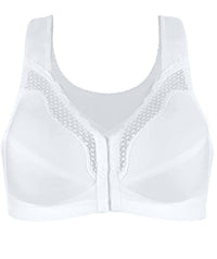 Exquisite Form Fully Front Close Cotton Posture Bra With Lace - White Bras 