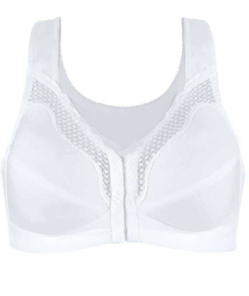 Exquisite Form Fully Cotton Soft Cup Wire-Free Bra With Lace - White - Curvy