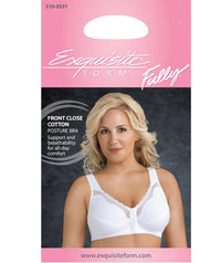 Exquisite Form Fully Front Close Cotton Posture Bra With Lace - White Bras 