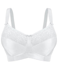 Exquisite Form Fully Soft Cup Bra With Embroidered Mesh - White Bras 