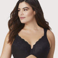 Glamorise Low Cut WonderWire Lace Bra - Black