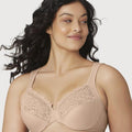 Glamorise Low Cut WonderWire Lace Bra - Cafe