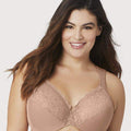 Glamorise Low Cut WonderWire Lace Bra  - Cappuccino