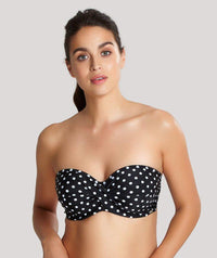 Panache Swim Anya Spot Bandeau Moulded Underwired Bikini Top - Black White 