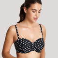 Panache Swimwear Anya Spot Bandeau Moulded Underwired Bikini Top - Black White