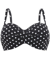 Panache Swim Anya Spot Bandeau Moulded Underwired Bikini Top - Black White 