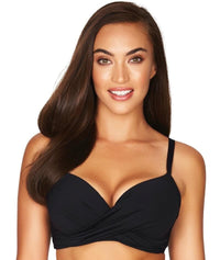 Sea Level Essentials Cross Front Moulded Underwire D-DD Cup Bikini Top - Black Swim 8 