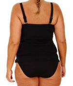 Capriosca Plain Tankini Top with Bow - Black Swim 