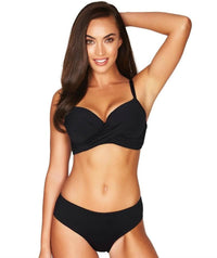 Sea Level Essentials Cross Front Moulded Underwire D-DD Cup Bikini Top - Black Swim 