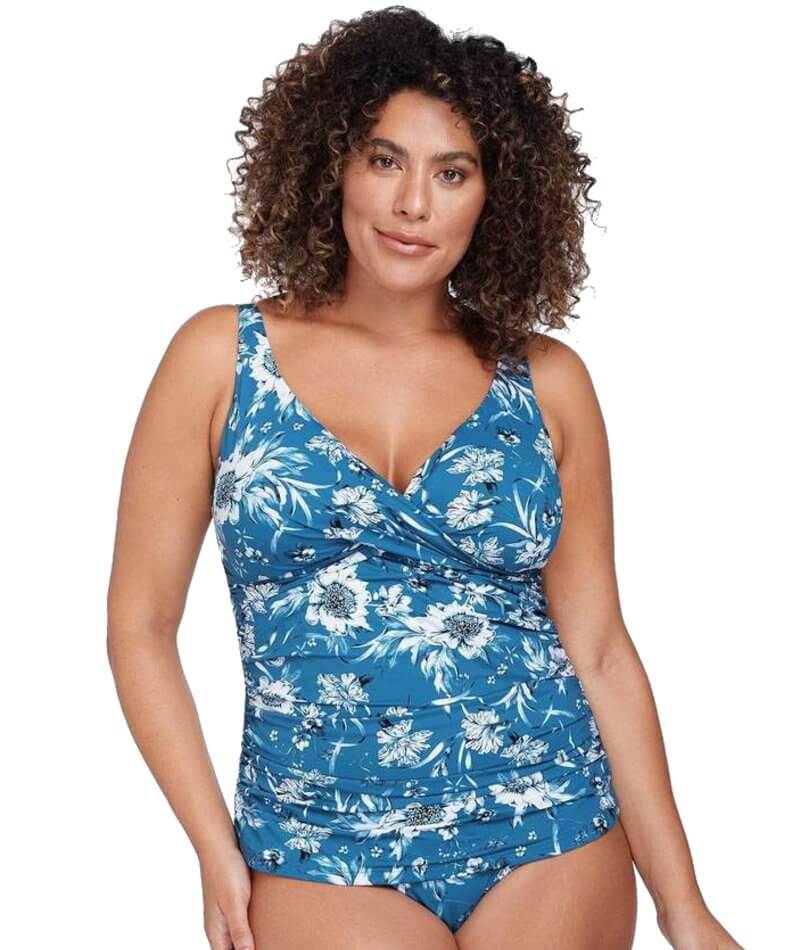 Artesands Fleur Du Champ Delacroix Cross Front D-G Cup Tankini Top - Cerulean Swim 