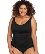 Artesands Hues Raphael E-F Cup Underwire Tankini Top - Black Swim 