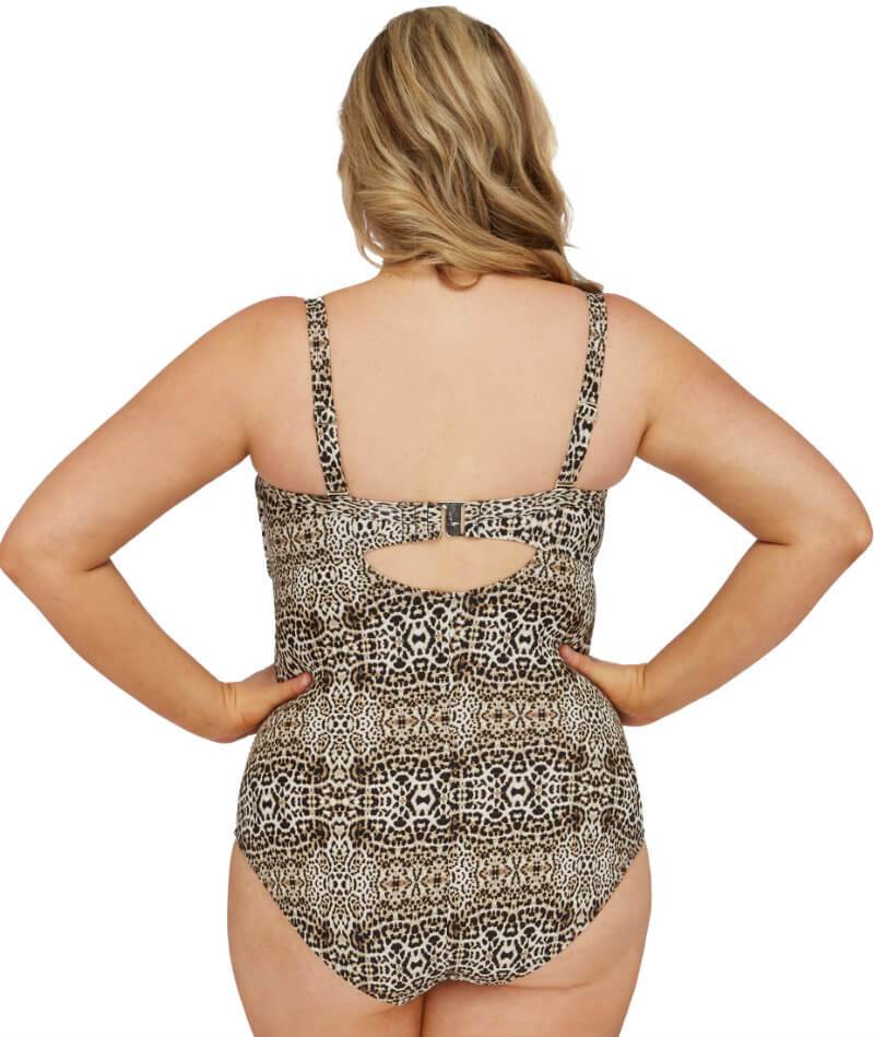 Artesands Leopard Botticelli Twist Front Bandeau D-DD Cup One Piece Swimsuit - Animal Swim 