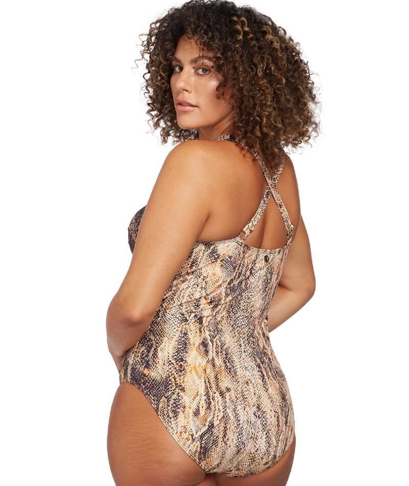 Artesands Ser'Piente Botticelli Twist Front C-DD Cup One Piece Swimsuit - Brown Swim 