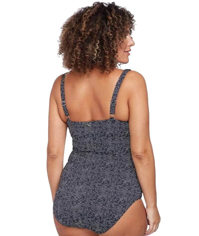 Artesands Zig Zag Raphael Underwire E-F Cup One Piece Swimsuit - Black Swim 