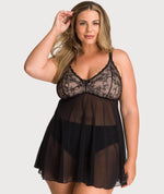 Ava & Audrey Candice Mesh & Lace Babydoll - Black Babydoll / Chemise 