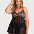 Ava & Audrey Candice Mesh & Lace Babydoll - Black