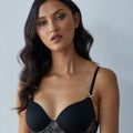 Me. by Bendon Geometric Lace Full Coverage Contour Bra - Black/Toasted Almond