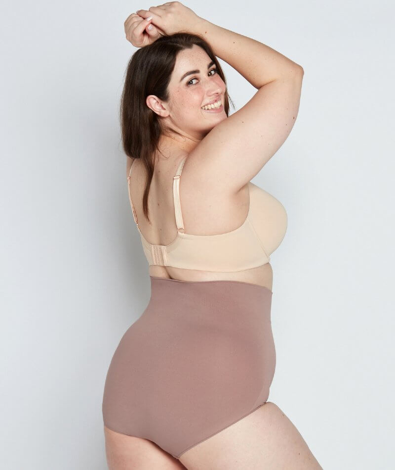 Soma Seamless Ultralight Smoothing Brief Shapewear, Tan, size M/L