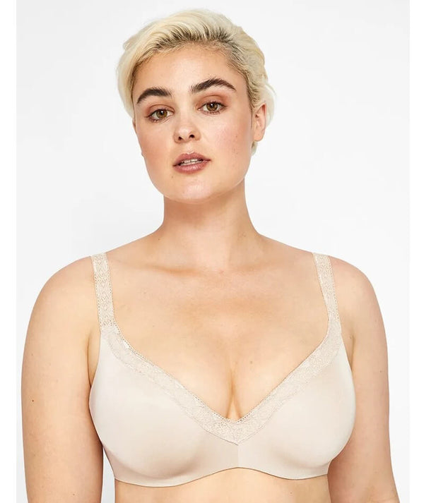 Me. by Bendon Stripe Elastic & Papertouch Demi Bra - Silver Peony