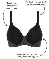 Berlei Electrify Mesh Contour Sports Bra - Black Bras 