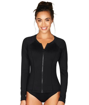 Sea Level Essentials Long Sleeved Rash Vest - Full Zipper - Black Swim 8 