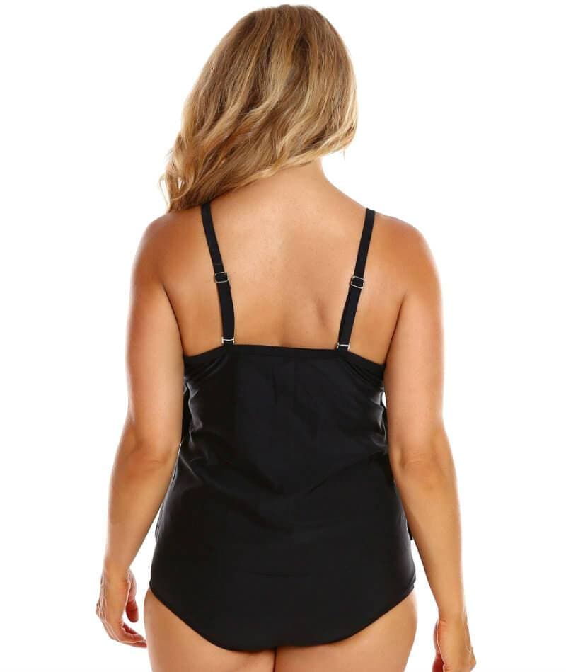 Capriosca Chlorine Resistant 3 Tier Tankini Top - Black Swim 