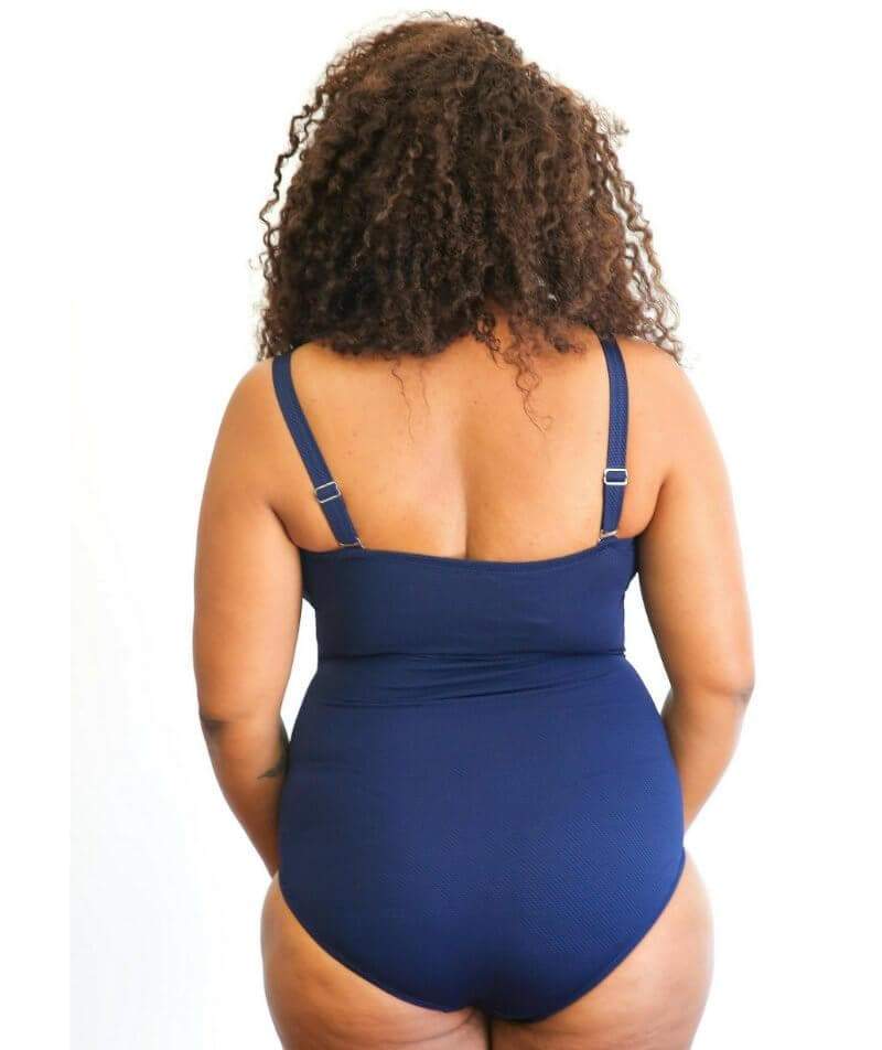 Capriosca Honey Comb Twist Front Bandeau One Piece Swimsuit - Navy Swim 