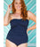 Capriosca Honey Comb Twist Front Bandeau One Piece Swimsuit - Navy Swim 