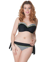 Curvy Kate Hypnotic Bandeau Bikini Top - Monochrome/Olive Swim 