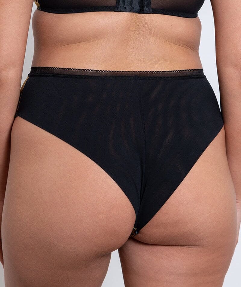 Curvy Kate Artisan High Waist Brazilian Brief - Ochre/Black Yellow Knickers 