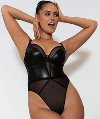 Curvy Kate Lucky Star Underwire Plunge Bodysuit - Black Bodysuits & Basques 