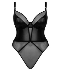 Curvy Kate Lucky Star Underwire Plunge Bodysuit - Black Bodysuits & Basques 